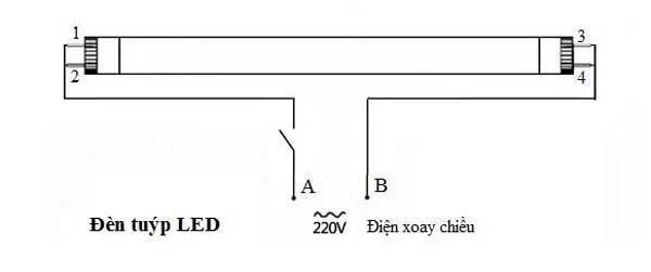 cách đấu đèn led, cách đấu đèn tuýp led đôi