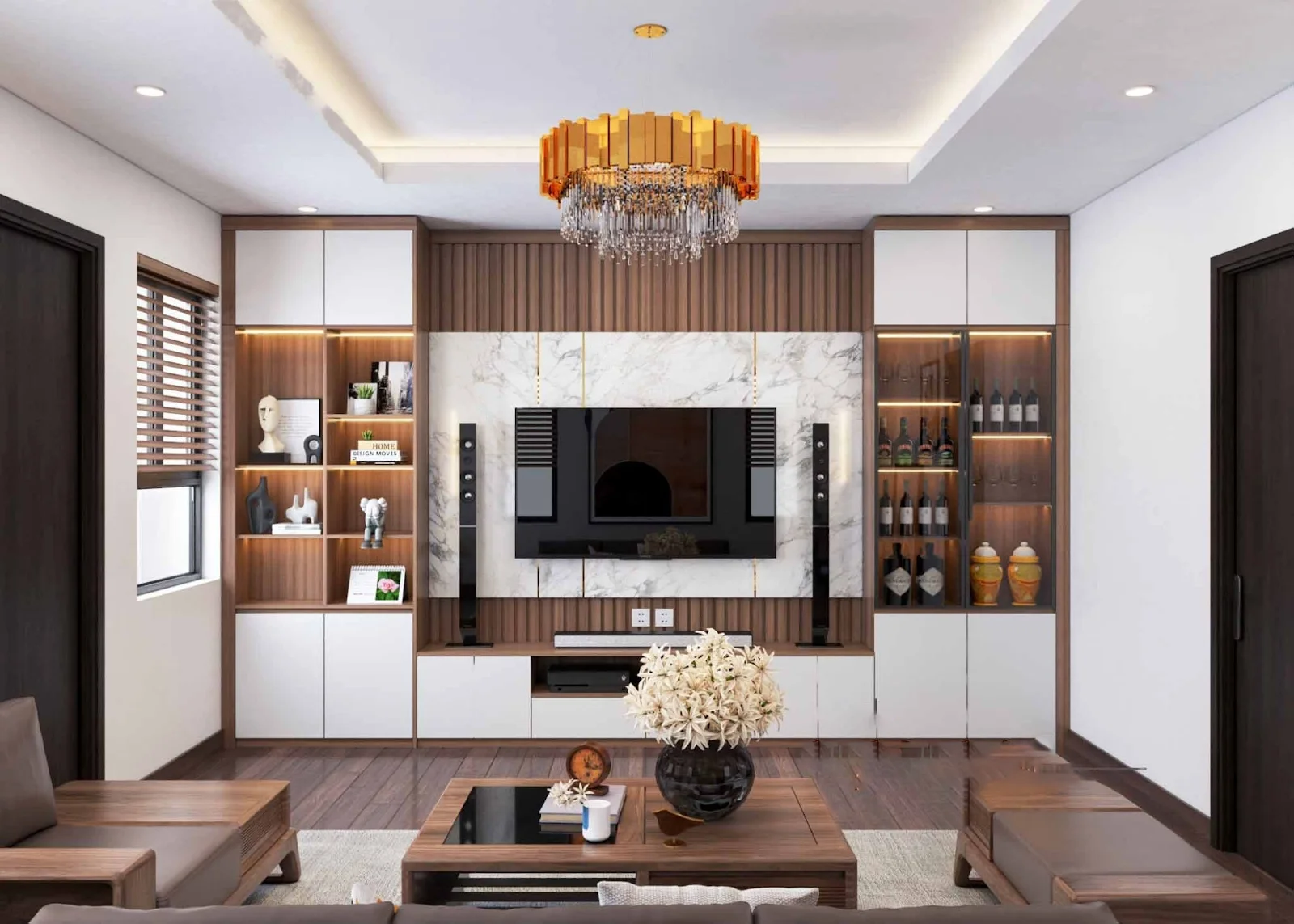 Hệ tủ kệ giúp không gian gọn gàng, thông thoáng hơn